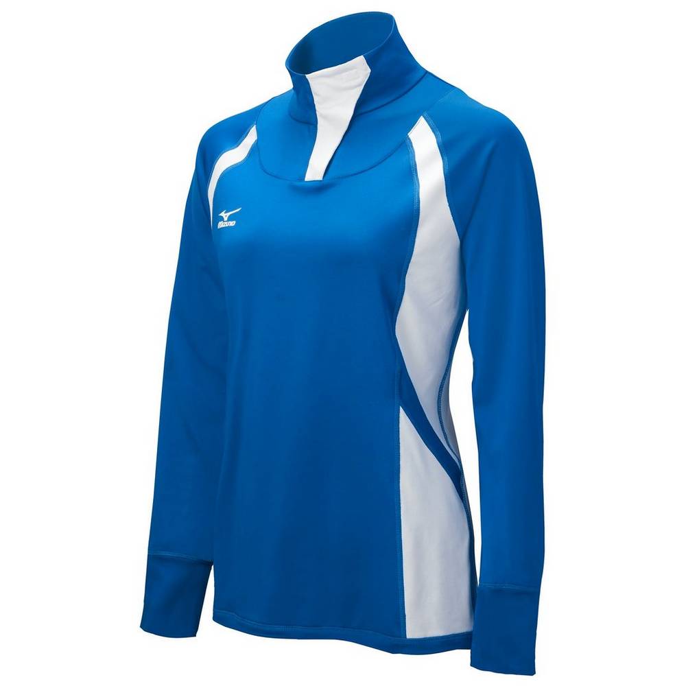 Damske Bundy Mizuno Nine Collection: Drive Half-Zip Kráľovská Modrá/Biele Vypredaj SGQY31259